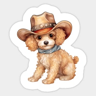 Cowboy Poodle Dog Sticker
